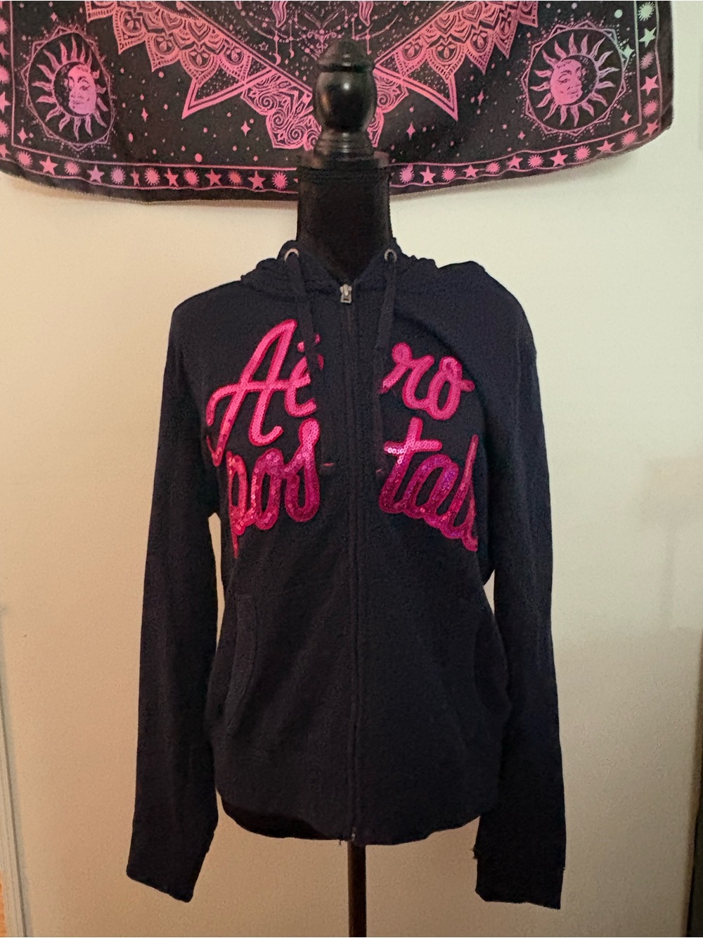 NWT deadstock vintage sequin aeropostale navy zip up